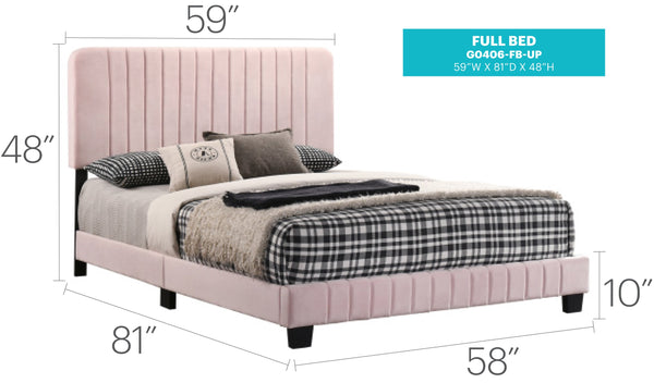 English Elm Contemporary Velvet Full Bed with Durable Frame, Lively Finish and Modern Lines for Stylish Bedrooms Pink 27 L x 60 W x 5 H B078107878