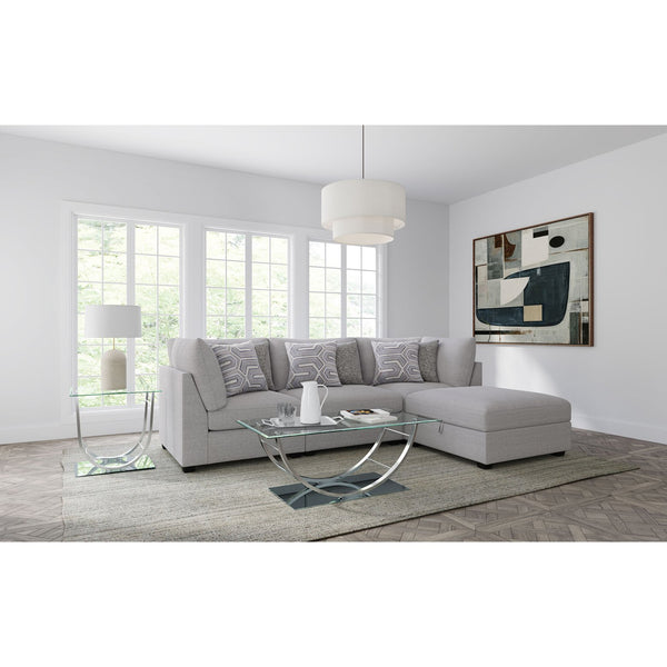 English Elm Lafayette Modular Grey Sectional Sofa with Ottoman Storage and Feather Down Cushions B062S01441