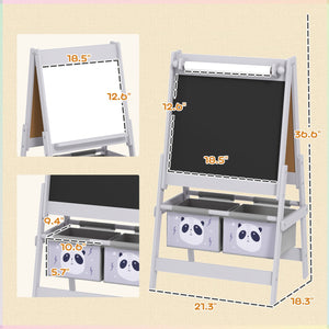 English Elm Kids Double Sided Art Easel Chalkboard Whiteboard with Storage Boxes for Young Artists T3971P440813
