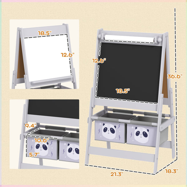 English Elm Kids Double Sided Art Easel Chalkboard Whiteboard with Storage Boxes for Young Artists T3971P440813