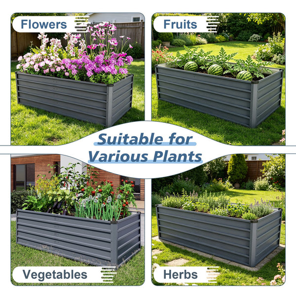 English Elm 6x3x1ft Galvanized Steel Raised Garden Bed Rust Proof Outdoor Planter for Vegetables W3213P464145