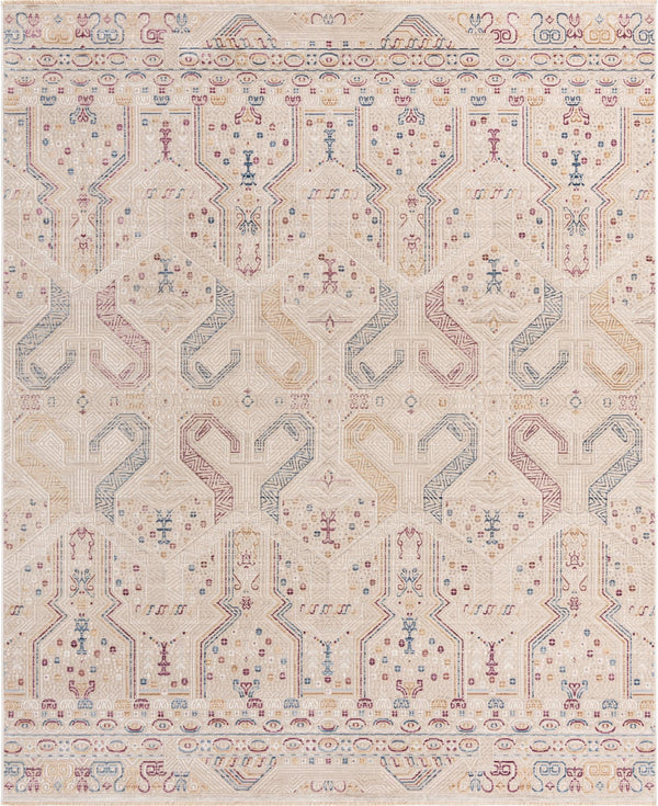 Unique Loom Deepa Congruence Machine Made Geometric Rug Ivory, Burgundy/Gold/Navy Blue 7' 10" x 9' 8"