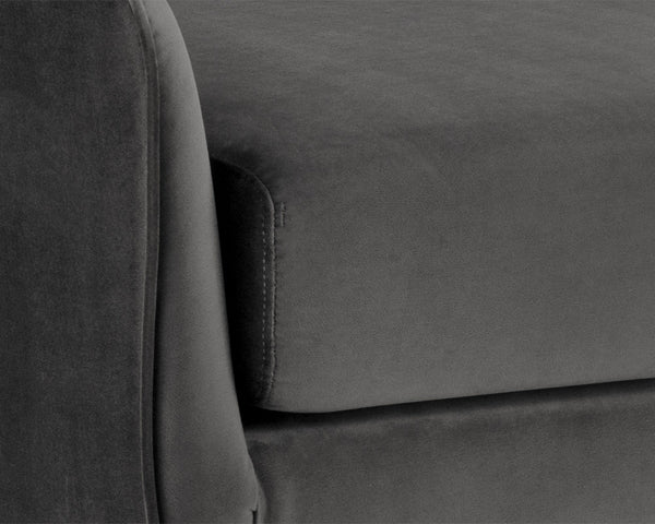 Sunpan Sammy Bench - Elegant Upholstered Seating with Gold Stainless Steel Legs for Stylish Interiors Grey Sky