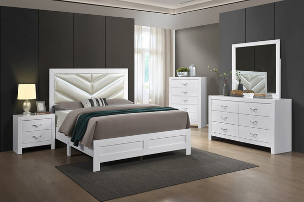 English Elm Moreland Six Drawer Dresser White Laminate Glam Chrome Bedroom Storage Chest B078P497906