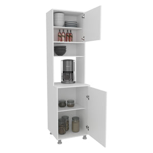 English Elm FM Buckeye Kitchen Pantry Cabinet with Open Shelves and Closed Storage, Space-Saving Modern Design White 48.43 L x 27.56 W x 4.73 H B128P301402