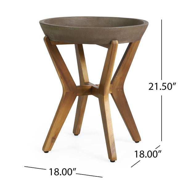 English Elm Coordinated Outdoor Rocking Chair and Acacia Concrete Table Set for Patio Use N769P289096T_70618.00LGRY