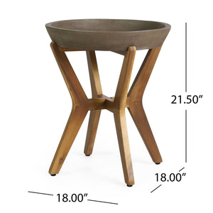 English Elm Set of 3 Acacia Wood Outdoor Lounge Chairs with Concrete Top Side Table N769P303159A_2_70618.00LGRY