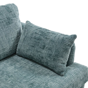 English Elm Modern chenille 2-seater sofa with LED lighting, USB charging, storage pocket, sturdy wood legs Lake Blue W395P318545