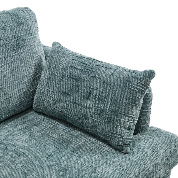 English Elm Modern chenille 2-seater sofa with LED lighting, USB charging, storage pocket, sturdy wood legs Lake Blue W395P318545