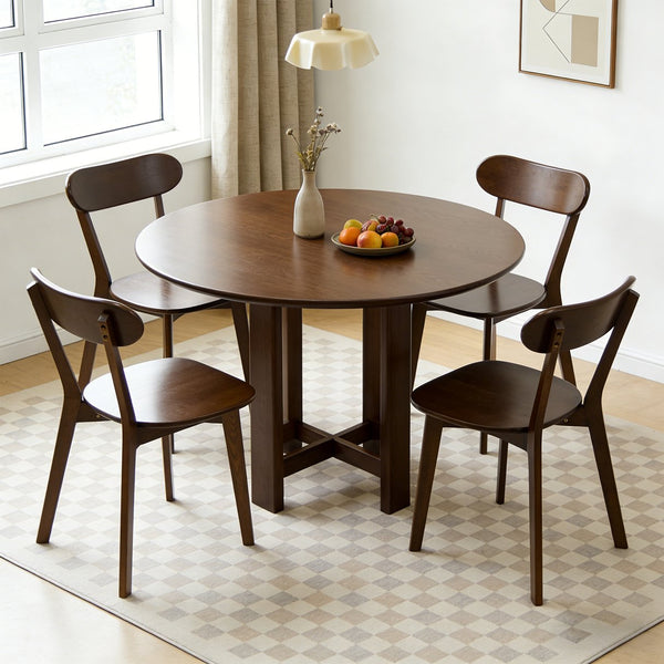 English Elm Solid Natural Wood Mid-century Dining Chairs Curved Back Upholstered Seat Set of 2 W3204P429361