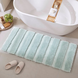 JLA Home Madison Park - Rug Madison Park Tufted Pearl Channel Bath Rug — Soft Macro-Spin Polyester, High-Low Stripe Texture, Machine Washable and Fade-Resistant Elegance Seafoam MP72-5110