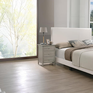 English Elm Sleek Silver Champagne Nightstand with Durable Wood Solids & Veneers, Compact 25"H x19"W x15"D Storage Elegance B078107968