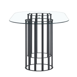 English Elm 71 Inch Oval Tempered Glass Dining Table Black Metal Base Seats Eight Modern W1151P416029