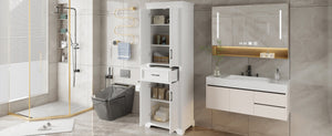 English Elm 70.8" Freestanding Bathroom Vanity with Soft-Close Doors, Adjustable Shelves, Anti-Tip Safety & Sleek Handles N729P335558K