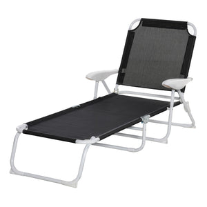 English Elm Outsunny Folding Chaise Lounge Chair - 4-Position Recliner, Lightweight Mesh, Portable For Beach & Patio W2225P200842-GIGA