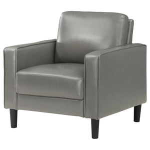 English Elm Farallone Upholstered Track Arm Accent Chair in Leatherette with Tapered Feet and Plush Support Grey B062P299959