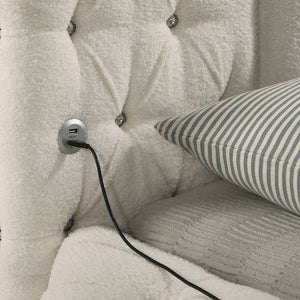 English Elm Santiago Bouclé Upholstered Eastern King Bed with Channeled Headboard and Usb Charging B062S01768