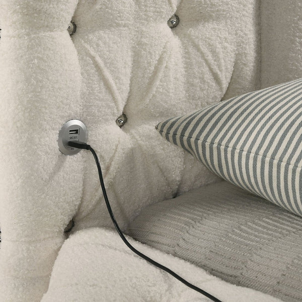 English Elm Santiago Bouclé Upholstered Eastern King Bed with Channeled Headboard and Usb Charging B062S01768