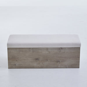 English Elm Shelton Upholstered Flip Top Storage Bench with Textured Ivory Chenille, Light Oak Base, Cozy Seating & Hidden Storage B083P321433