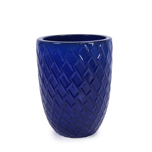 English Elm Ceramic Modern Flowerpot - Handcrafted Dark Blue Planter For Stylish Indoor & Outdoor Spaces W3273P326365
