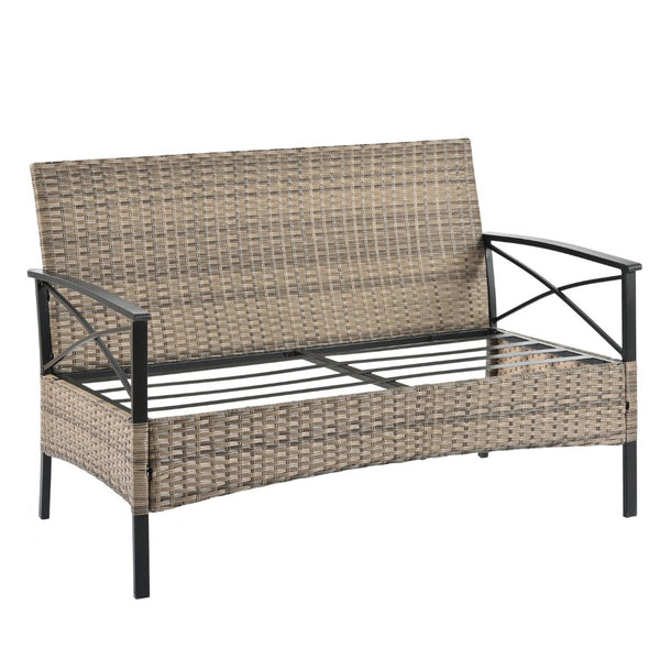 English Elm Patio Four-Piece Wicker Furniture Set - Stylish Outdoor Seating With Plush Cushions & Metal Table W1703S00031-GIGA