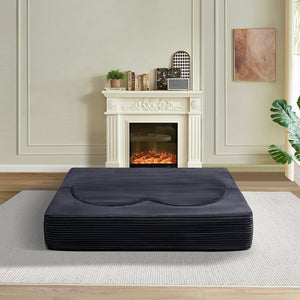 English Elm Folding Floor Futon Sofa Sleeper in Plush Teddy Velvet for Studio or Guest Rooms W3739P368636