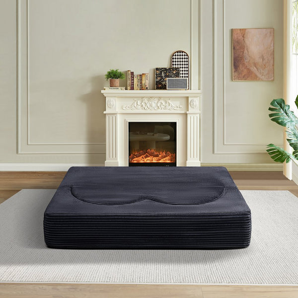 English Elm Folding Floor Futon Sofa Sleeper in Plush Teddy Velvet for Studio or Guest Rooms W3739P368636