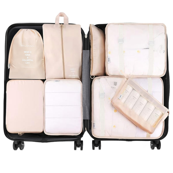 English Elm Hardshell Abs Four Piece Luggage Set with Spinner Wheels Tsa Lock Packing Cubes Blue N730P262653D