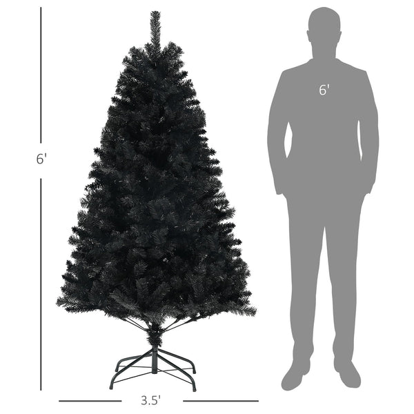 English Elm Homcom 6Ft Tall Unlit Artificial Christmas Tree With 1000 Branch Tips, Auto-Open Design, Steel Base W2225P249629