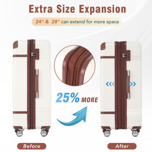 English Elm Hardshell Abs Spinner Luggage Set Four Piece Expandable Tsa Lock Travel Suitcases White N732P170218K