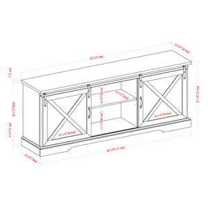 English Elm Walker Edison - Farmhouse Sliding X Barn Door TV Stand with Adjustable Shelves and Steel Hardware for 80" TVs White Washed 76 L x 27 W x 6 H B185P169396