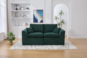 English Elm UNITED Cloud Couch Modular Sectional Sofa with Corduroy Cover, Ergonomic 2-Seater, No Assembly Needed Emerald W1568P371119