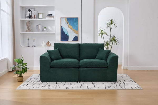 English Elm UNITED Cloud Couch Modular Sectional Sofa with Corduroy Cover, Ergonomic 2-Seater, No Assembly Needed Emerald W1568P371119