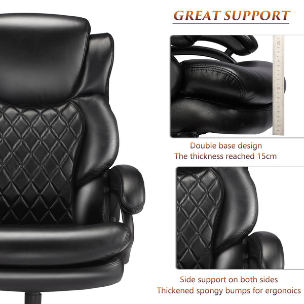 English Elm 500lbs Capacity Executive Desk Chair Wide Spring Seat Ergonomic Lumbar Support Swivel W5201P418183