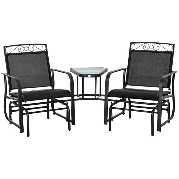 English Elm Outsunny Outdoor Glider Chairs Set With Center Table, Stylish 2-Seat Rocking Swing For Patios & Gardens W2225P174351-GIGA
