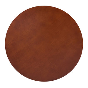 English Elm Traditional Round Coffee Table with Open Shelf, 2-Tier Solid Wood Accent Table for Small Spaces Walnut W1693P216929