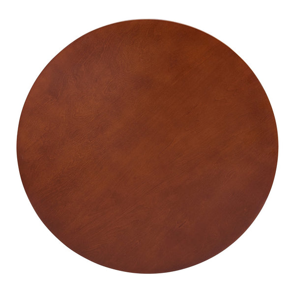 English Elm Traditional Round Coffee Table with Open Shelf, 2-Tier Solid Wood Accent Table for Small Spaces Walnut W1693P216929