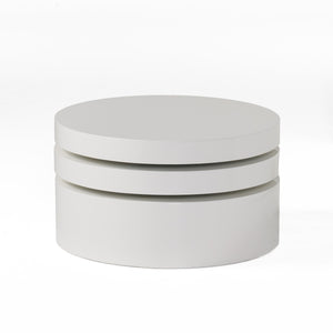 English Elm Christopher Knight Home® - MODERNESQUE Oval Rotating Coffee Table with 3-Tier Swivel Surfaces, Plywood Build, Sleek Modern Functionality Gloss White N758P245072W