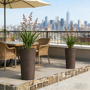 English Elm Tall Stackable Polypropylene Outdoor Planters Set of 2 Tapered Patio Flower Pots T3971P455020