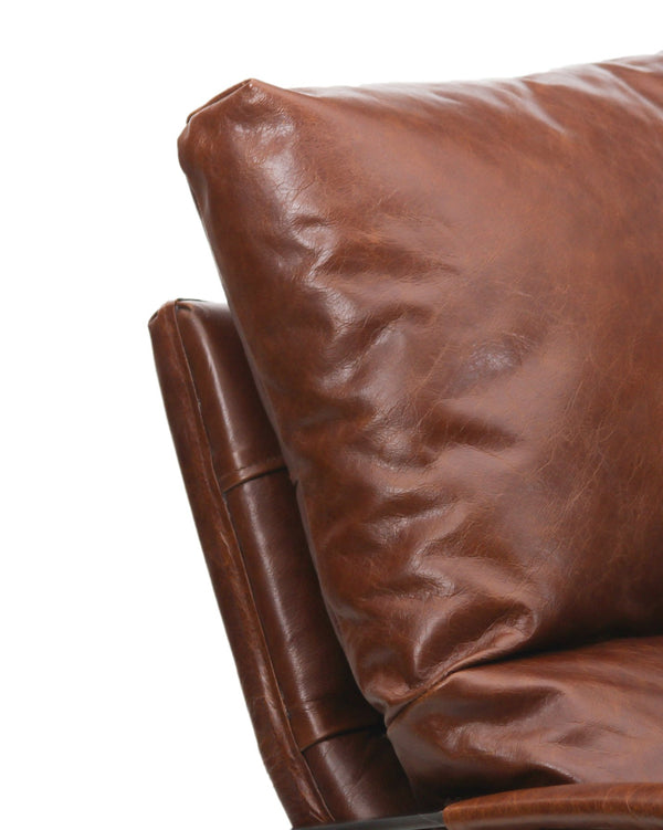 Porter Designs Porter Eugene Top Grain Leather Accent Chair - Mid-century Modern Comfort In Rich Cognac Hue Brown Leather 02-108-06-0540