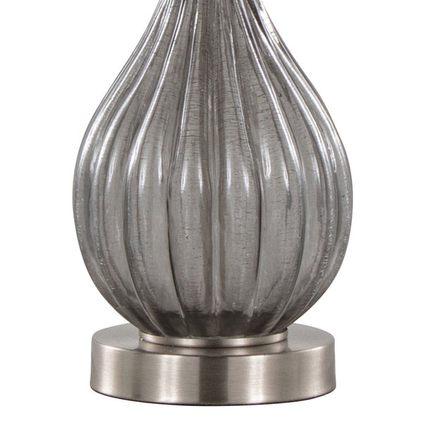 English Elm Jenny Crackle Glass Table Lamp Set with Gold Hardware and Linen Shade for Bedrooms B202P224038