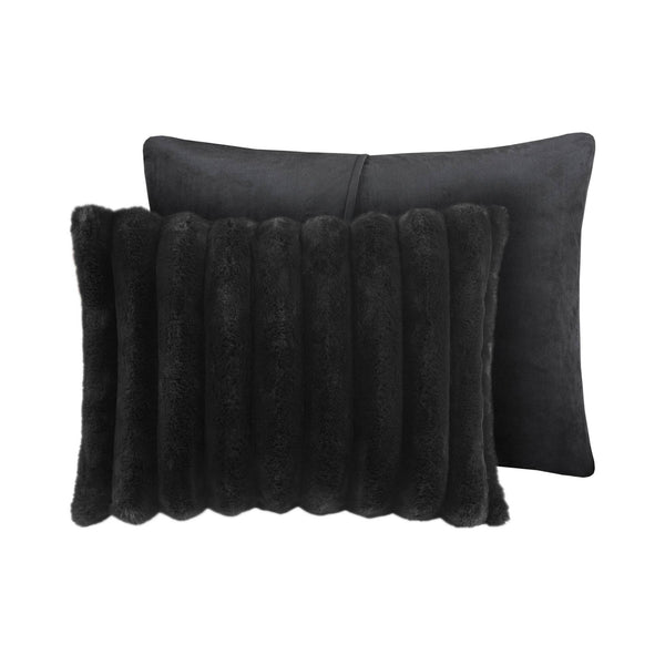 English Elm 3 Cozy King Ultrasoft Faux Fur Ribbed Comforter Set with Velvet Reverse & Plush Down-Alternative Fill Black 19.7 L x 14.97 W x 14.97 H B035P320227