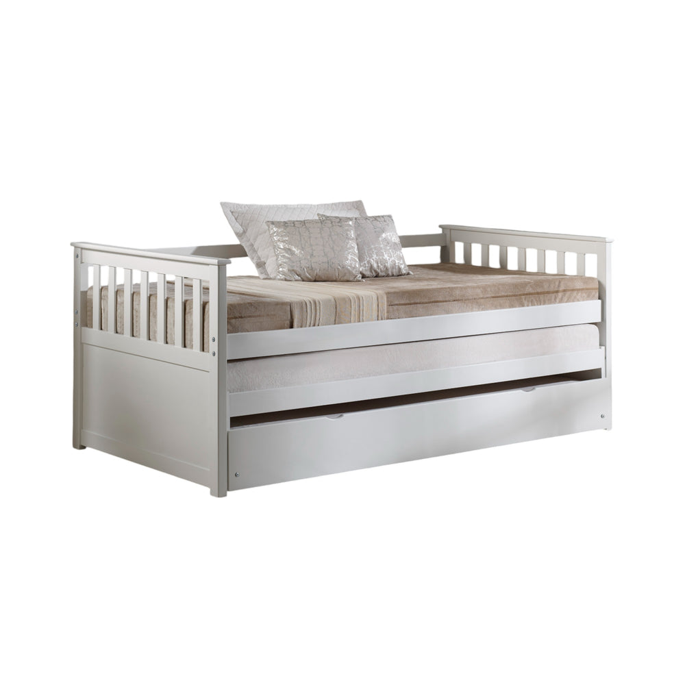 English Elm Cominia Versatile White Daybed with Roll-Out Twin Trundle, Mission Slat Design, 660lb Capacity B2726S00311