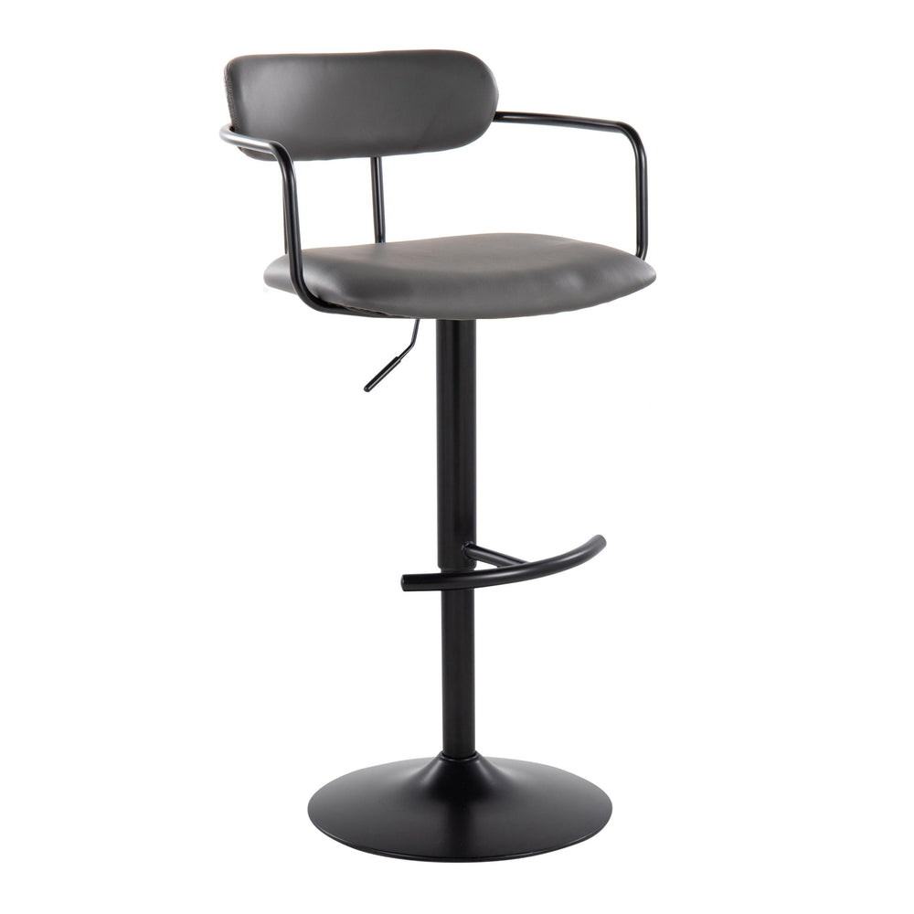 English Elm Contemporary Swivel Barstools Set of 2 Faux Leather Seat Black Metal Frame B202S00812