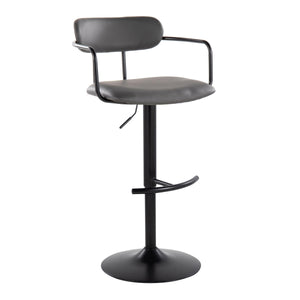 English Elm Contemporary Swivel Barstools Set of 2 Faux Leather Seat Black Metal Frame B202S00812