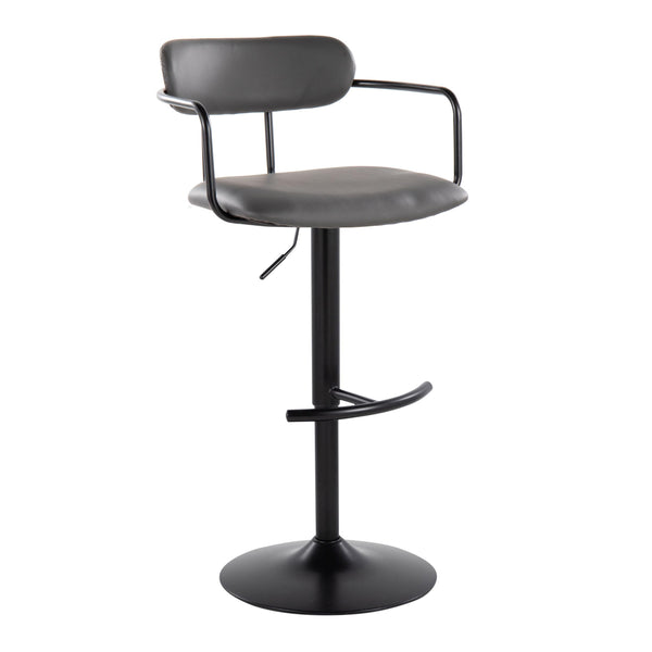 English Elm Contemporary Swivel Barstools Set of 2 Faux Leather Seat Black Metal Frame B202S00812