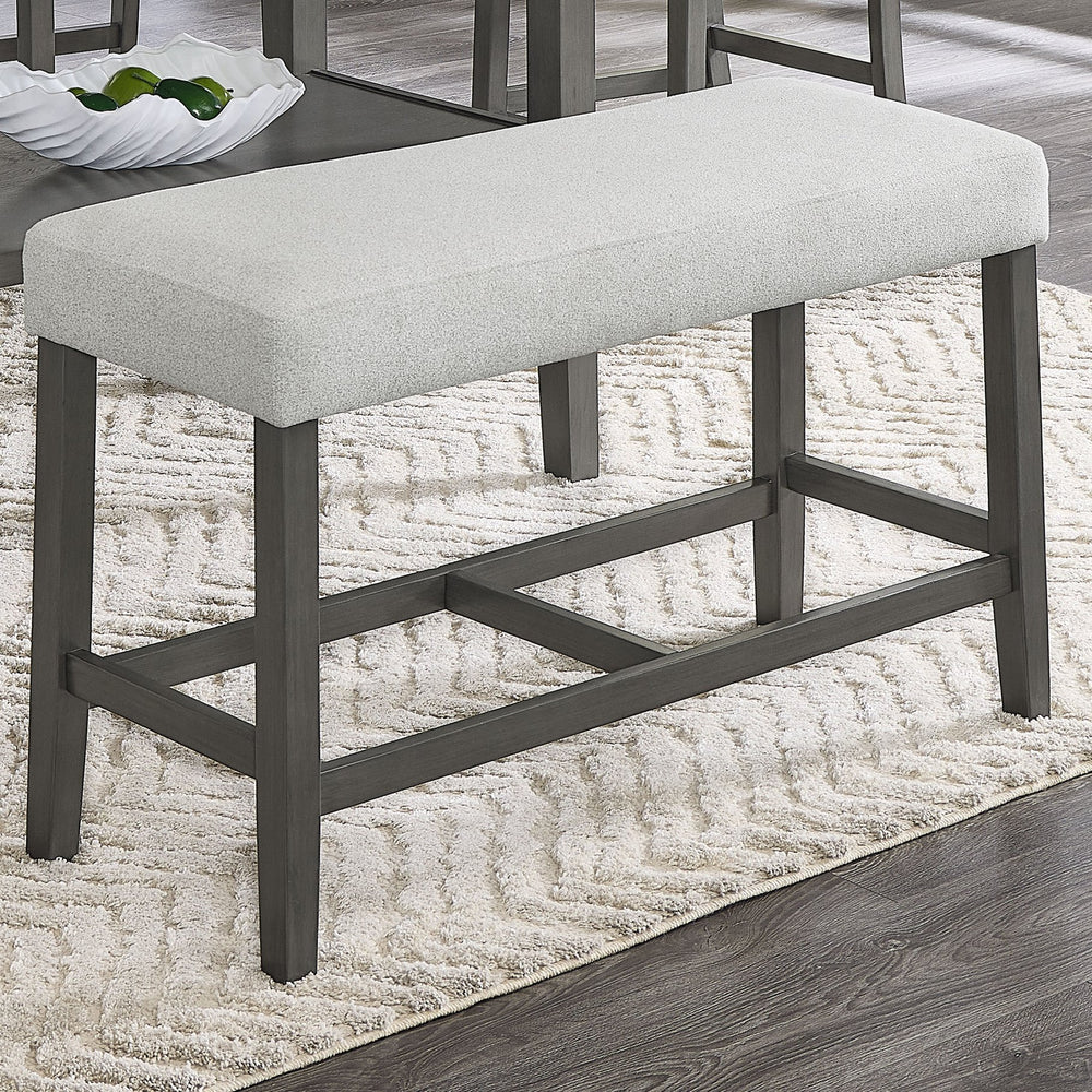 English Elm Luna Upholstered Counter Height Bench Polyester Fabric Seat with Wooden Footrest Support B2749P413406
