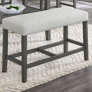 English Elm Luna Upholstered Counter Height Bench Polyester Fabric Seat with Wooden Footrest Support B2749P413406