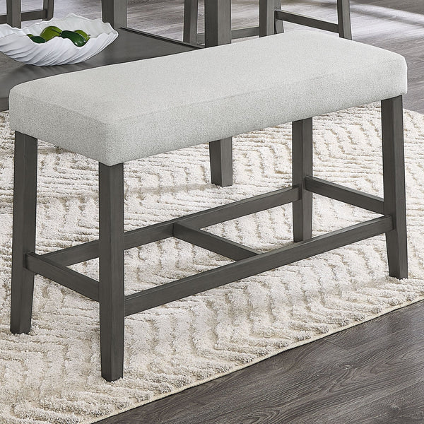 English Elm Luna Faux Marble Counter Height Dining Set Seats Six with Upholstered Bench and Shelf B2749S00326