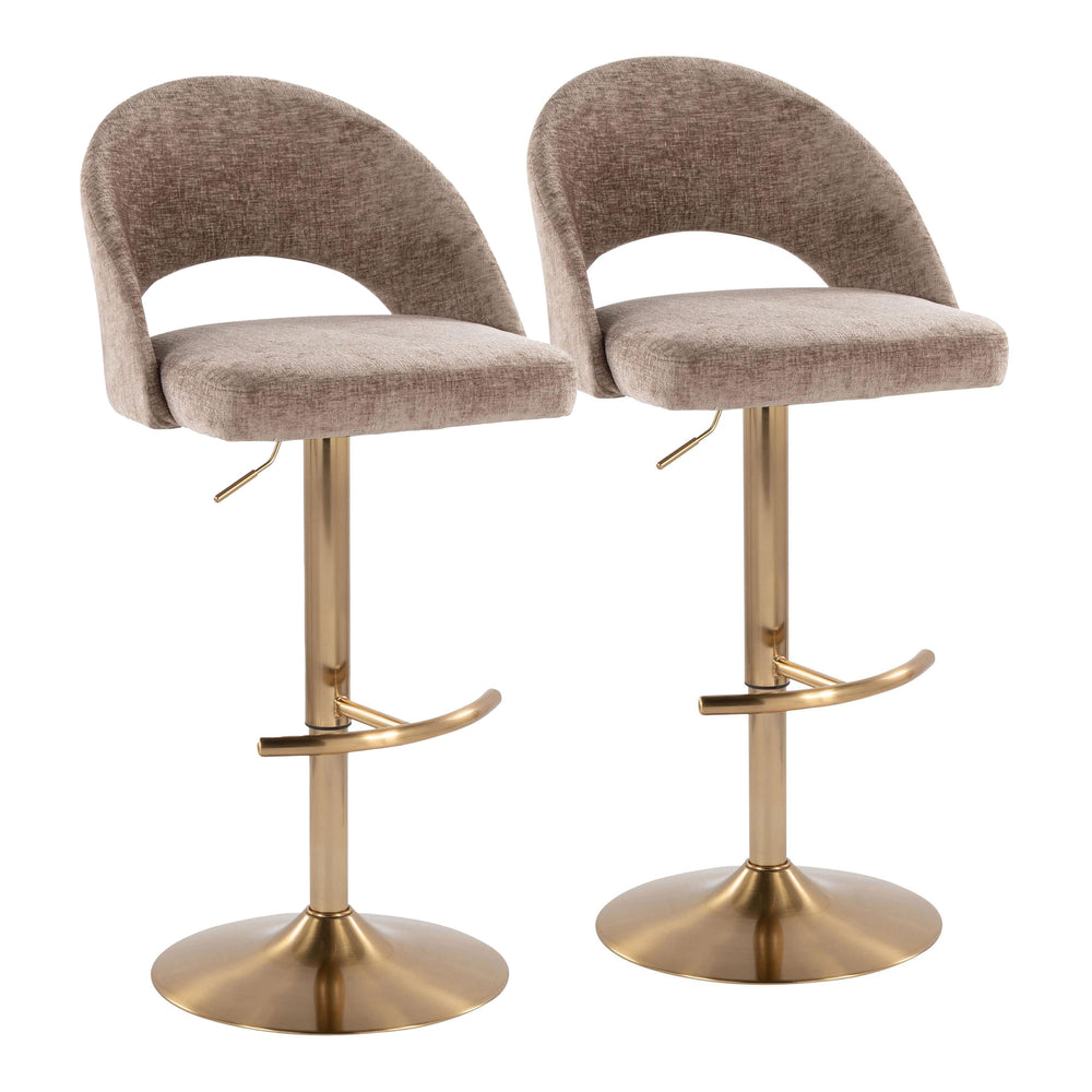 English Elm Adjustable Velvet Swivel Barstools with Chrome Base for Kitchen or Home Bar Set of 2 B202S01998
